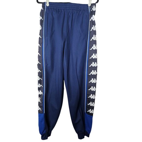 NEW Kappa XL Black Blue Tracksuit Jacket Sport Soccer Warm Up Logo Pants Casual - Picture 3 of 10